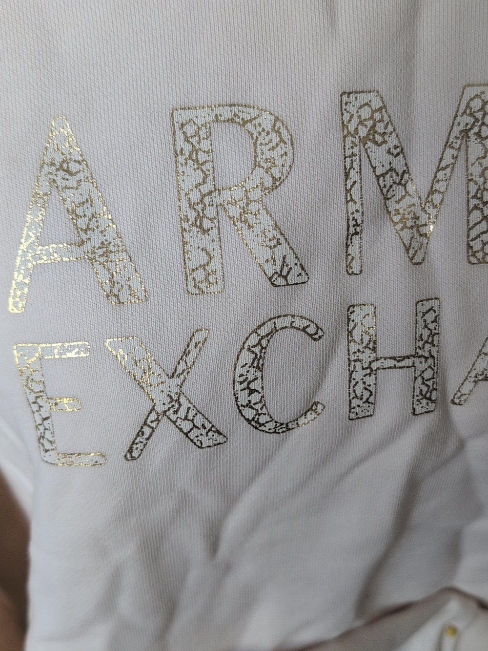 Armani Exchange Cream Logo Sweatshirt With Gold Graphic Medium - Picture 5 of 8
